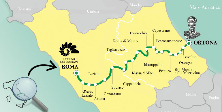 mappa cammino di san tommaso